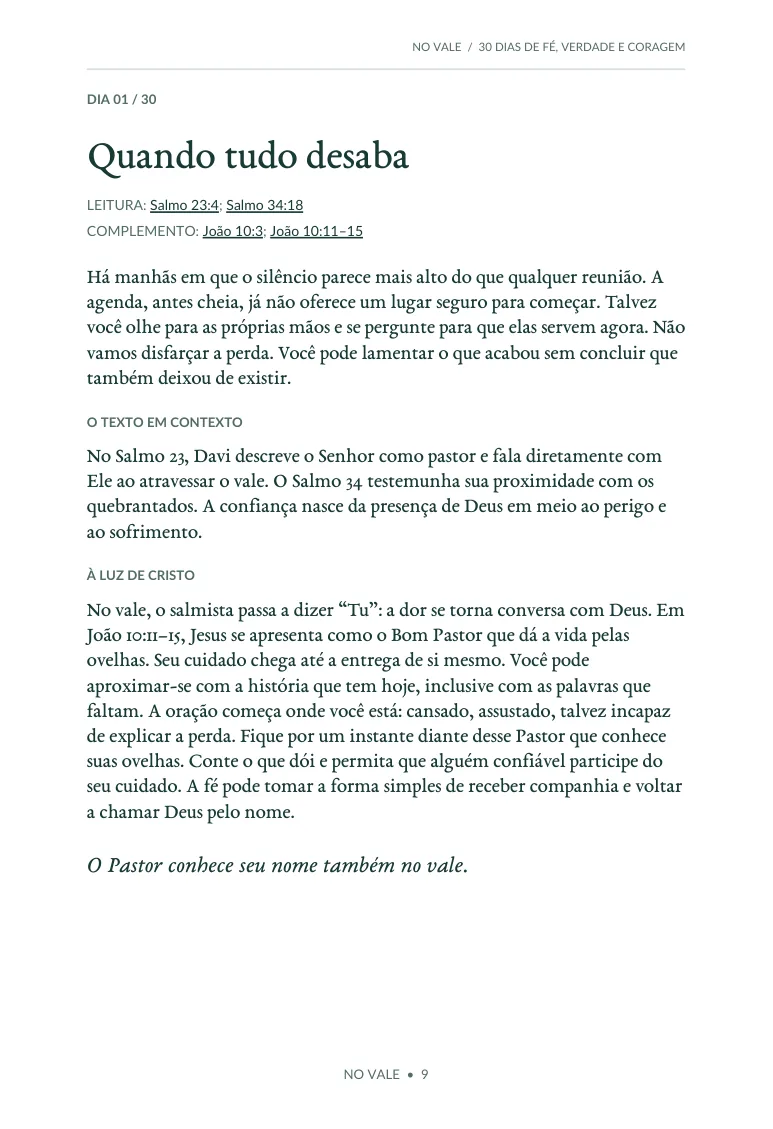 Página original do devocional: Dia 1, Quando tudo desaba