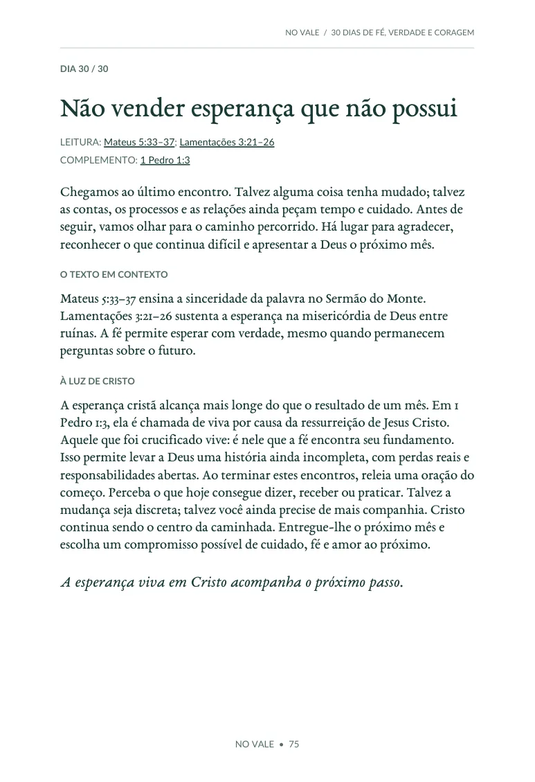 Página original: Dia 30, Não vender esperança que não possui